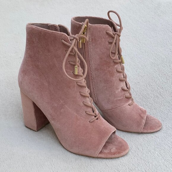 Joie Lakia Velour Peep Toe Heel Booties Sz EU38 NWOT - Picture 5 of 15